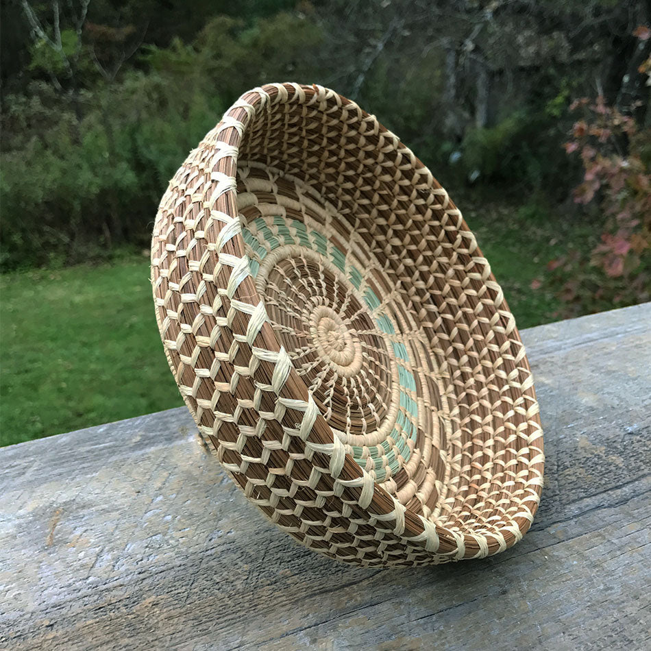 Fair trade pine needle basket handmade by women in Guatemala