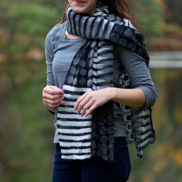 Whimsical Silk Scarf - Black, Nepal