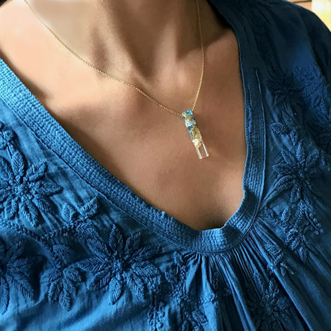 Fair trade recycled necklace handmade by artisans in Colombia