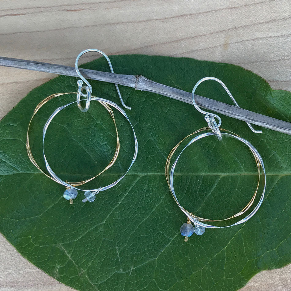 Freedom Circle Earrings, Sterling Silver/Brass, India