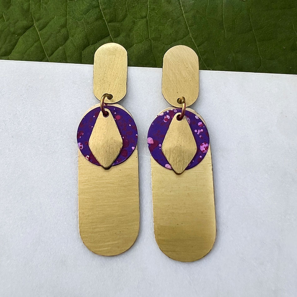 Fair trade brass earrings ethically handmade by women artisans in India