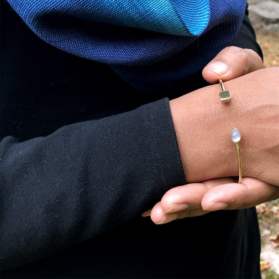 Fair trade moonstone and brass bracelet handmade in India