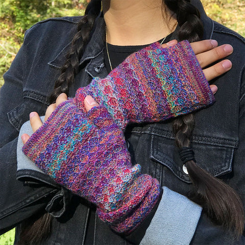 Fair trade alpaca fingerless gloves handmade in Peru