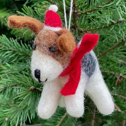 Fair trade felted puppy ornament