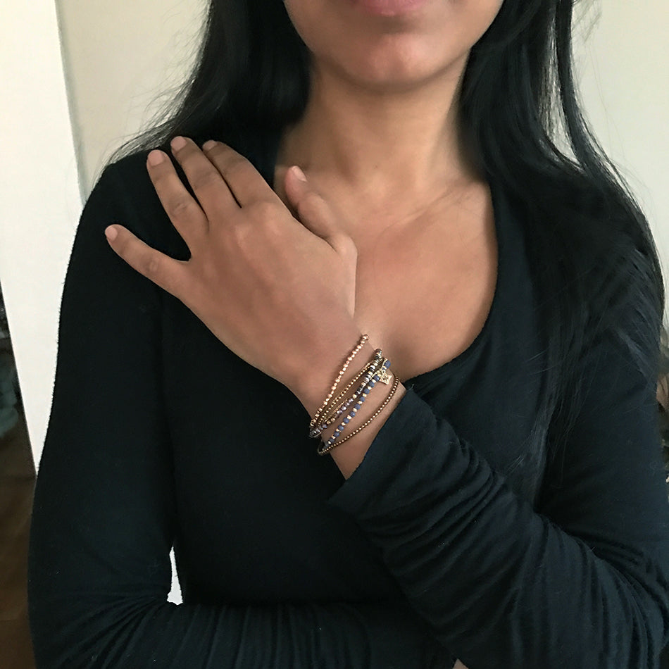 Iridescent Wrap Bracelet/Necklace - Purple, Thailand