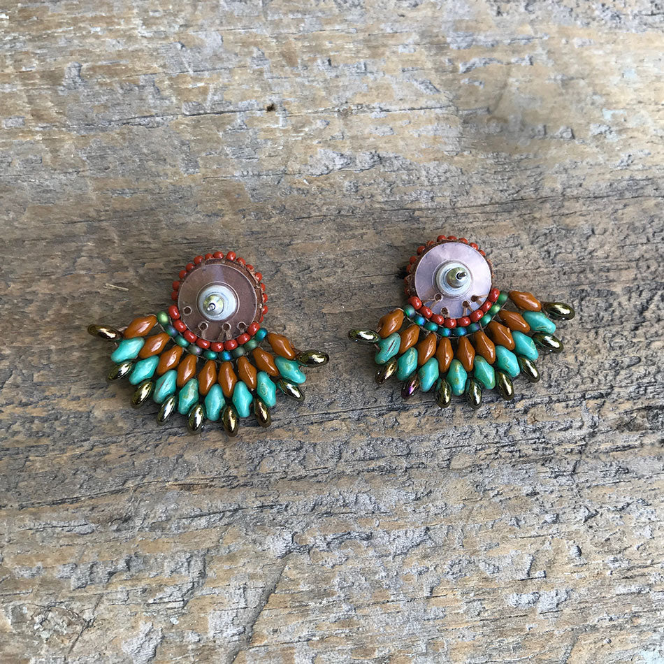Fan Earrings - Turquoise, Guatemala